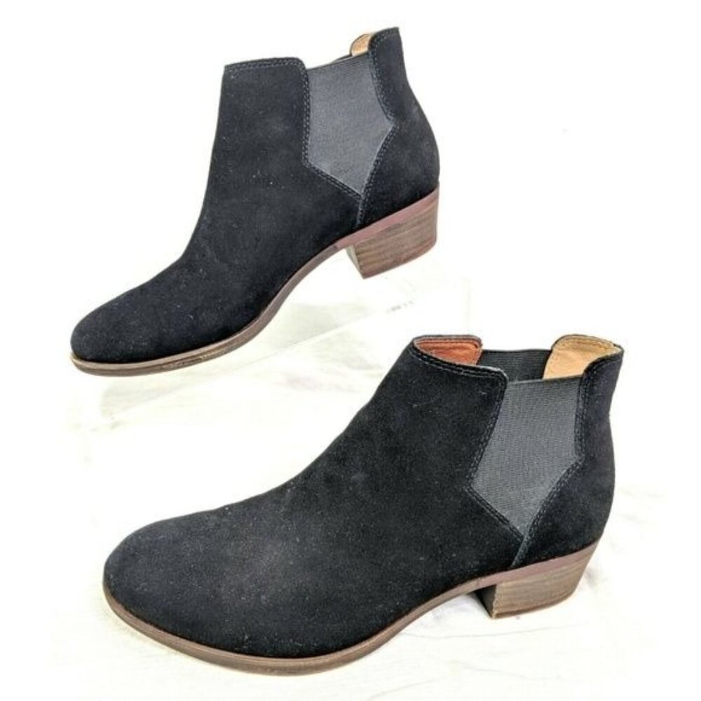Lucky Brand Ankle Boots‎ Womens 6 Black Suede Western Country Pull On Bellamy